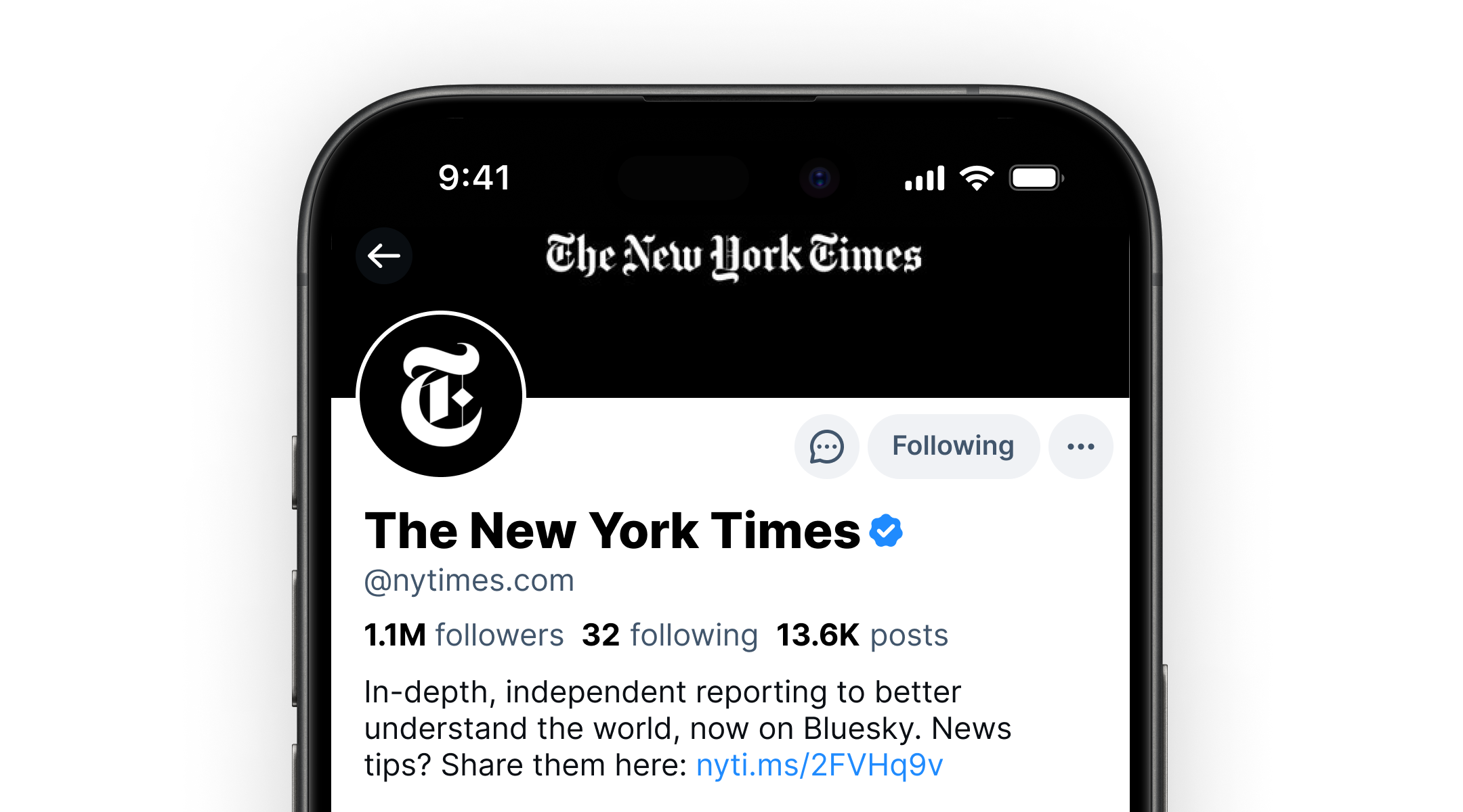 The New York Times account is a trusted verifier with a scalloped blue check